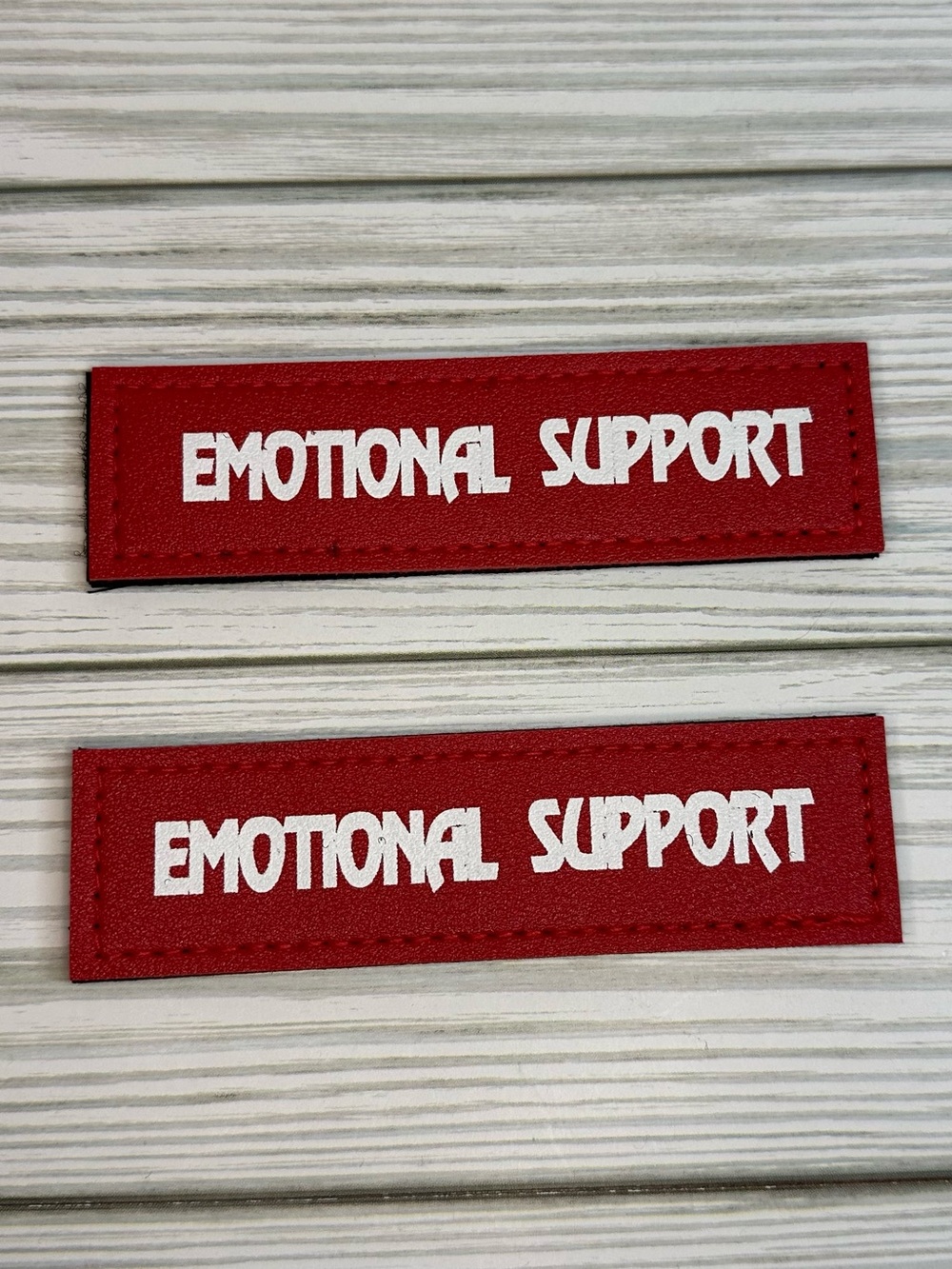 'EMOTIONAL SUPPORT' Patches- 2 Black Patches With White Lettering Hook & Loop